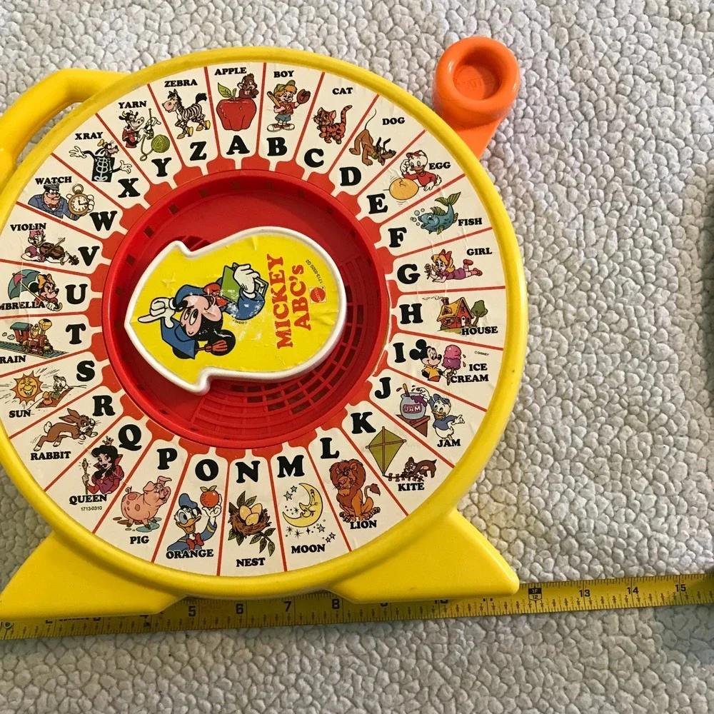 Vintage Mattel See N Say Mickey ABCs Disney Alphabet Learning Toy Yellow 1989